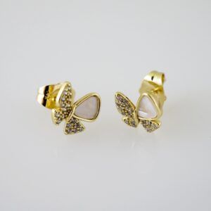 E2322 Earrings  Aretes  Zircon Stone  14K Real Color