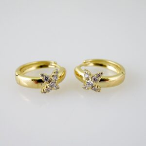 E2326 Earrings  Aretes  Zircon Stone  14K Real Color