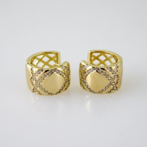 E2328 Earrings  Aretes  Zircon Stone  14K Real Color
