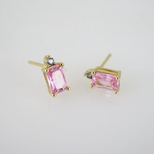 E2725 Earrings  Aretes  Zircon Stone  14K Real Color