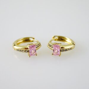 E2331 Earrings  Aretes  Zircon Stone  14K Real Color