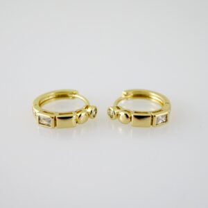 E2333 Earrings  Aretes  Zircon Stone  14K Real Color