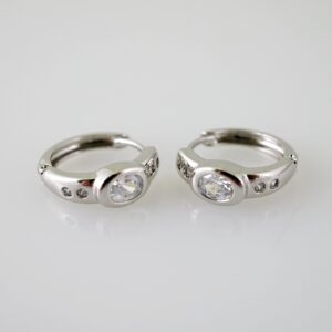 E2340 Earrings  Aretes  Zircon Stone  Silver Color