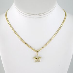 SET1845 Cadenas & Colgantes  Chain  Pendants  Zircon Stone  14K Real Color  3mmX45cm