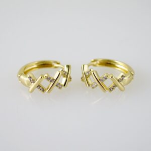 E2350 Earrings  Aretes  Zircon Stone  14K Real Color
