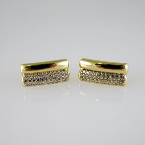 E2729 Earrings  Aretes  Zircon Stone  14K Real Color