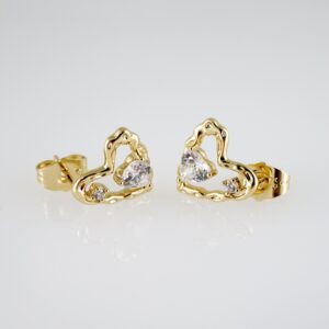E2730 Earrings  Aretes  Zircon Stone  14K Real Color