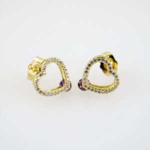 E2199 Earrings  Aretes  Zircon Stone  14K Real Color