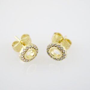 E2202 Earrings  Aretes  Zircon Stone  14K Real Color