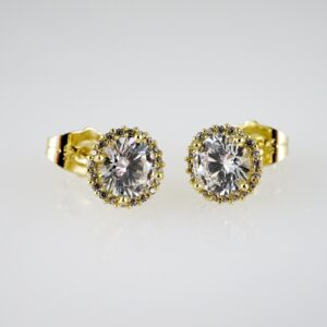 E2739 Earrings  Aretes  Zircon Stone  14K Real Color
