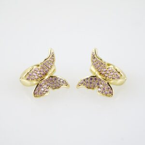 E2205 Earrings  Aretes  Zircon Stone  14K Real Color