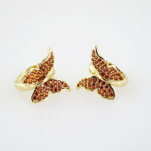 E2206 Earrings  Aretes  Zircon Stone  14K Real Color