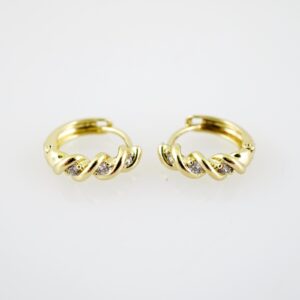 E2208 Earrings Aretes Zircon Stone 14K Real Color