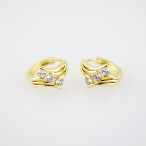 E2209 Earrings Aretes Zircon Stone 14K Real Color