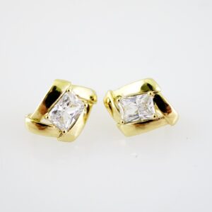 E2211 Earrings Aretes Zircon Stone 14K Real Color