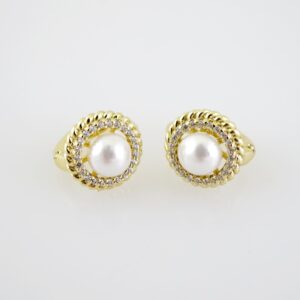 E2213 Earrings Aretes Zircon Stone 14K Real Color