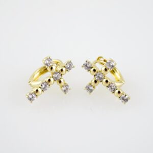 E2217 Earrings Aretes Zircon Stone 14K Real Color