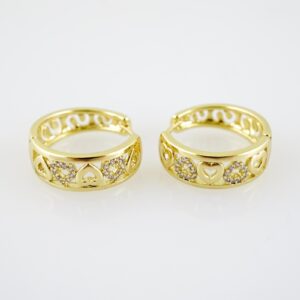 E2218 Earrings Aretes Zircon Stone 14K Real Color