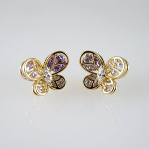E2745 Earrings  Aretes  Zircon Stone  14K Real Color