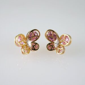 E2747 Earrings  Aretes  Zircon Stone  14K Real Color