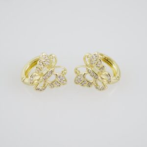 E1928 Earrings  Aretes  Zircon Stone  14K Real Color