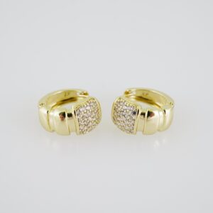 E1929 Earrings  Aretes  Zircon Stone  14K Real Color