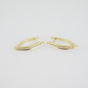E1931 Earrings  Aretes  Zircon Stone  14K Real Color