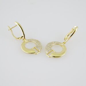 E1934 Earrings  Aretes  Zircon Stone  14K Real Color