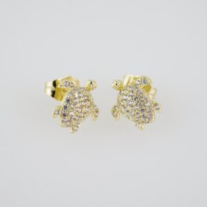 E1937 Earrings  Aretes  Zircon Stone  14K Real Color