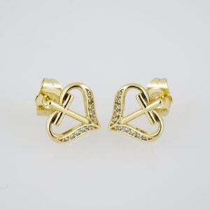 E1940 Earrings  Aretes  Zircon Stone  14K Real Color