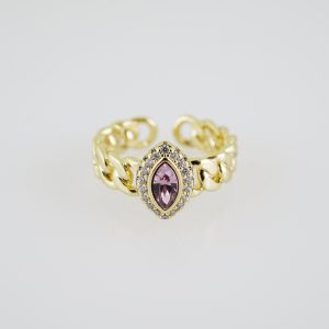 R676 RING – ANILLO – Zircon Stone – 14K Real Color – Ajustable