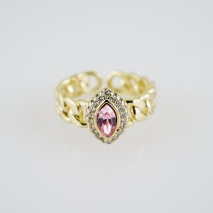 R677 RING – ANILLO – Zircon Stone – 14K Real Color – Ajustable