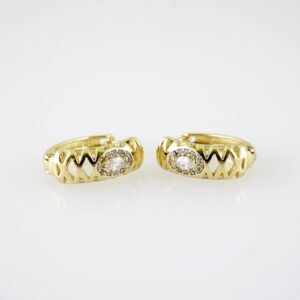 E2226 Earrings Aretes Zircon Stone 14K Real Color