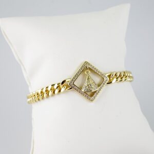 B1476 Bracelet Pulseras Zircon Stone 14K Real Color