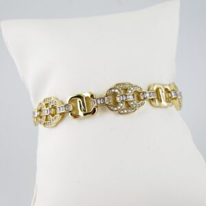 B1477 Bracelet Pulseras Zircon Stone 14K Real Color