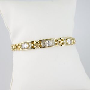 B1479 Bracelet Pulseras Zircon Stone 14K Real Color