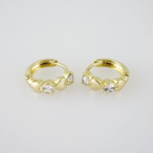 E1943 Earrings  Aretes  Zircon Stone  14K Real Color