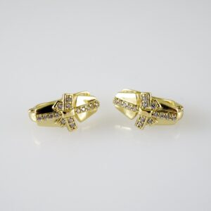 E2358 Earrings  Aretes  Zircon Stone  14K Real Color