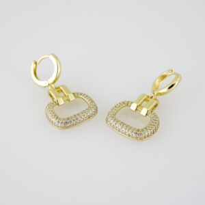 E1945 Earrings  Aretes  Zircon Stone  14K Real Color