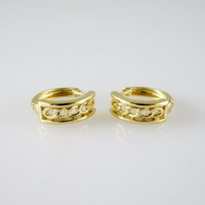 E2361 Earrings  Aretes  Zircon Stone  14K Real Color