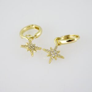 E1947 Earrings  Aretes  Zircon Stone  14K Real Color