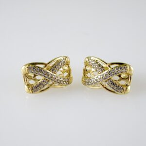 E2362 Earrings  Aretes  Zircon Stone  14K Real Color