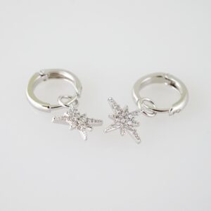 E1952 Earrings  Aretes  Zircon Stone  Silver Color