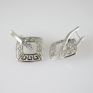 E2367 Earrings  Aretes  Zircon Stone  Silver Color