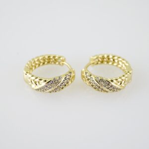 E1964 Earrings  Aretes  Zircon Stone  14K Real Color