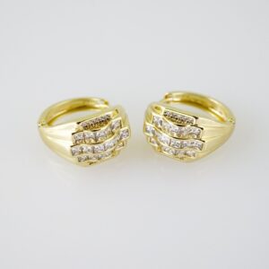 E1963 Earrings  Aretes  Zircon Stone  14K Real Color