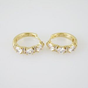 E1965 Earrings  Aretes  Zircon Stone  14K Real Color