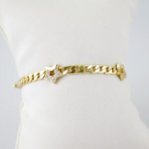B1592 Bracelet Pulseras Zircon Stone 14K Real Color