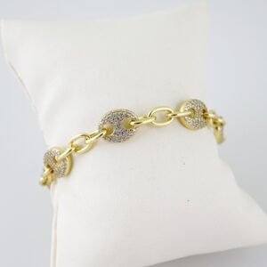 B1594 Bracelet Pulseras Zircon Stone 14K Real Color