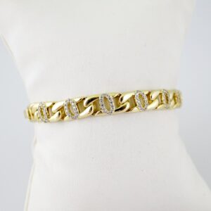 B1595 Bracelet Pulseras Zircon Stone 14K Real Color